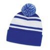 Striped Pom Pom Beanies Royal Blue